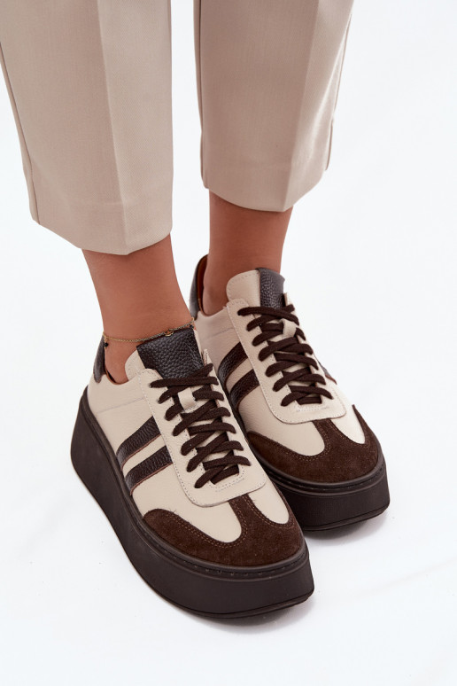    modelio batai  su platforma Zazoo 3775 smėlio spalvos-Czekoladowe