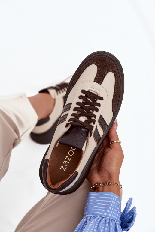    modelio batai  su platforma Zazoo 3775 smėlio spalvos-Czekoladowe