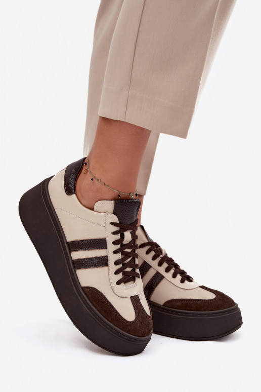    modelio batai  su platforma Zazoo 3775 smėlio spalvos-Czekoladowe