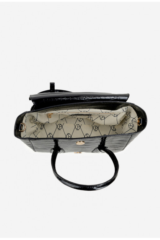 Nedidelė rankinė bagažinė su įspaustu raštu NOBO BAG5800-M20 juoda
