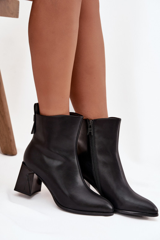 pašiltinti Aulinukai su kulniukais Z Naturalnej Skóry Vinceza 66812 Juodos spalvos