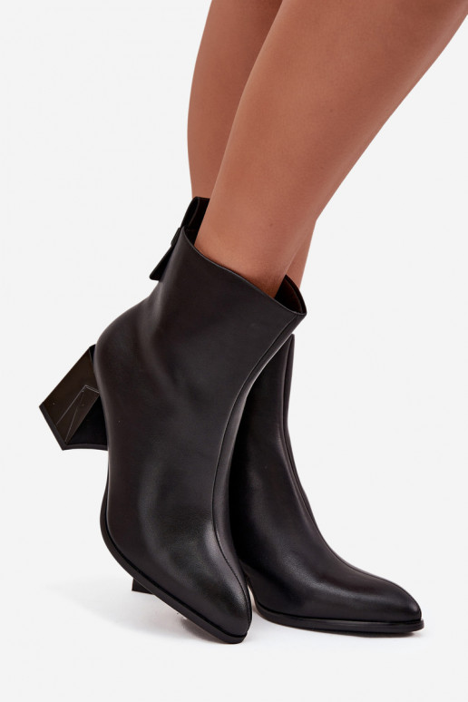 pašiltinti Aulinukai su kulniukais Z Naturalnej Skóry Vinceza 66812 Juodos spalvos