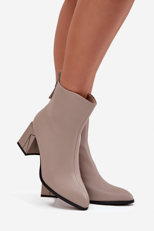 pašiltinti Aulinukai su kulniukais Z Naturalnej Skóry Vinceza 66812 pilkos spalvos