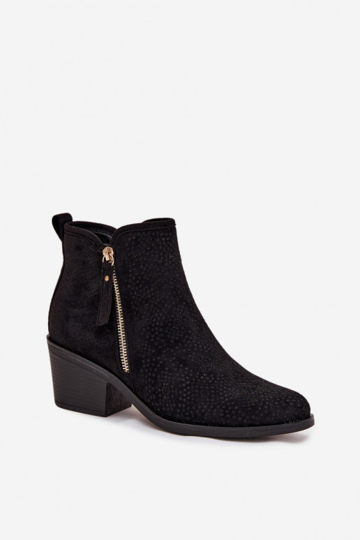 kaubojiško stiliaus aulinukai  su kulniukais S.Barski HY52-538 Juodos spalvos kaubojiško stiliaus aulinukai  su kulniukais S.Barski HY52-538 Juodos spalvos