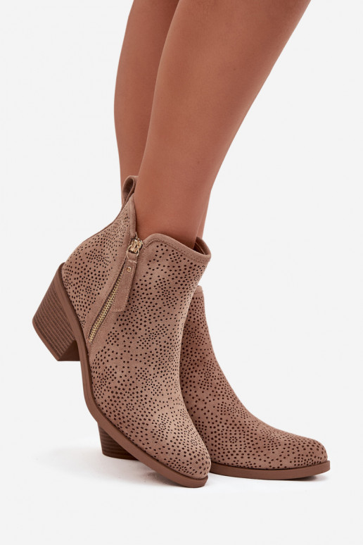 kaubojiško stiliaus aulinukai  su kulniukais S.Barski HY52-538 smėlio spalvos