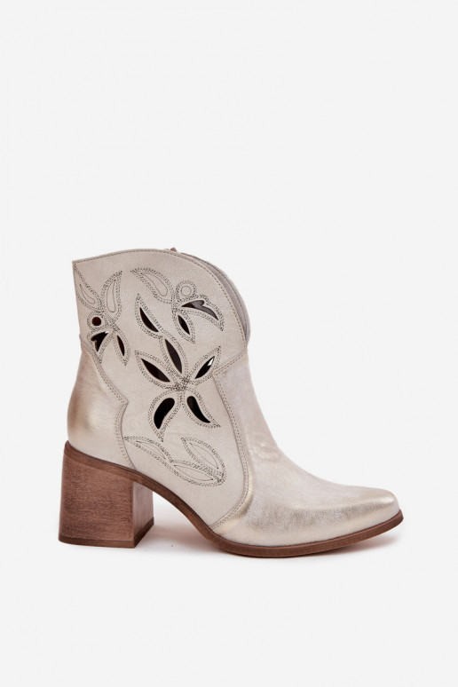 Moteriški aulinukai su aužūro elementais Z Naturalnej Skóry su kulniukais Zazoo 3690 aukso spalvos Przecierany Moteriški aulinukai su aužūro elementais Z Naturalnej Skóry su kulniukais Zazoo 3690 aukso spalvos Przecierany