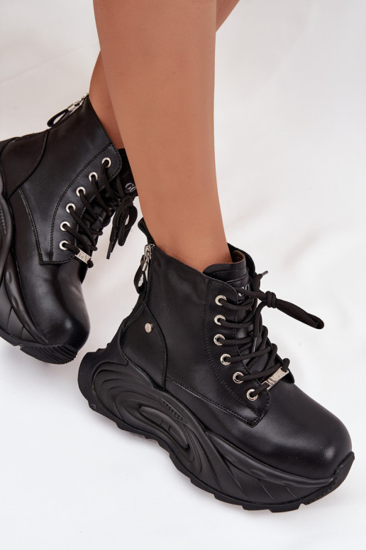   pašiltinti Moteriški aulinukai su platforma GOE SS2N4301 Juodos spalvos