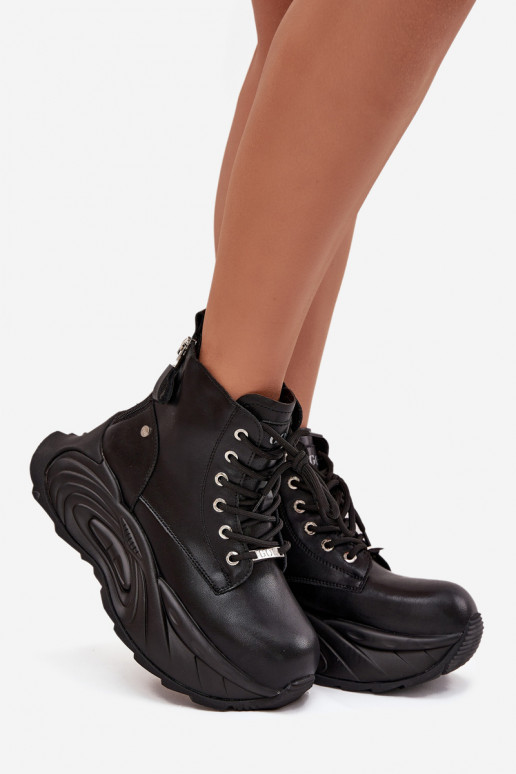   pašiltinti Moteriški aulinukai su platforma GOE SS2N4301 Juodos spalvos