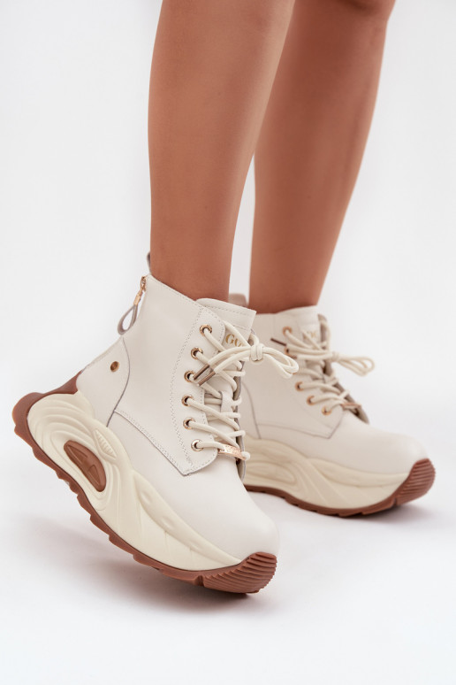   pašiltinti Moteriški aulinukai su platforma GOE SS2N4300 dramblio kaulo spalvos