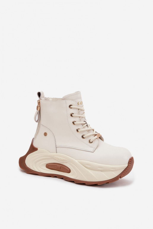   pašiltinti Moteriški aulinukai su platforma GOE SS2N4300 dramblio kaulo spalvos