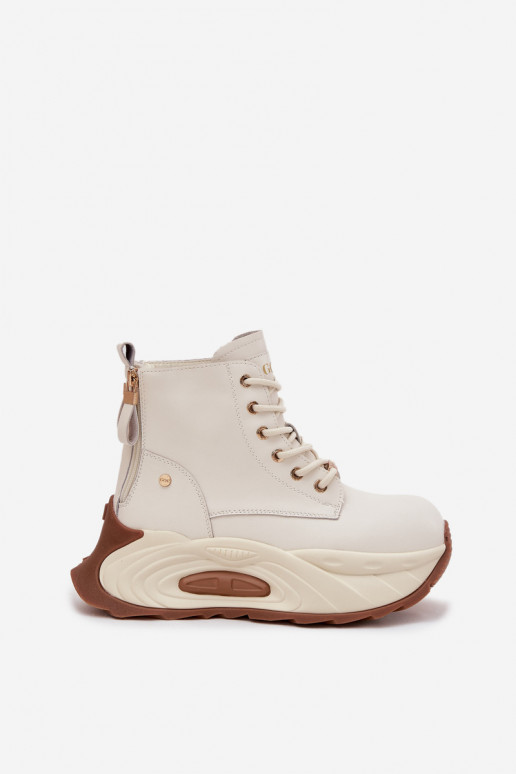   pašiltinti Moteriški aulinukai su platforma GOE SS2N4300 dramblio kaulo spalvos