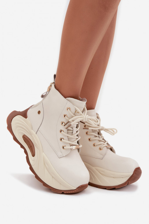   pašiltinti Moteriški aulinukai su platforma GOE SS2N4300 dramblio kaulo spalvos