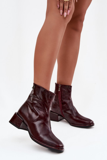 Moteriški aulinukai Z Naturalnej Skóry  pašiltinti D&A CR52-715 bordo spalvos 2