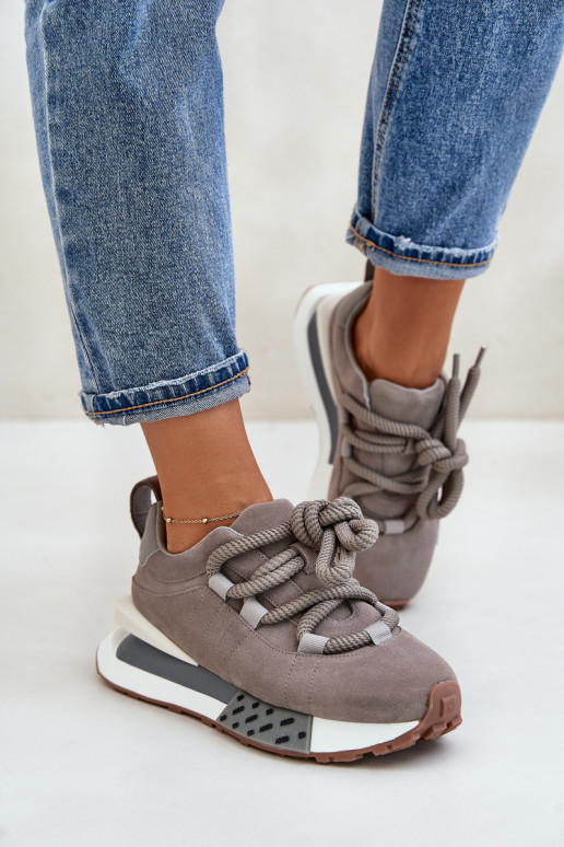 iš zomšos  modelio batai  su platforma Z Grubym m Artiker 54C1463 pilkos spalvos