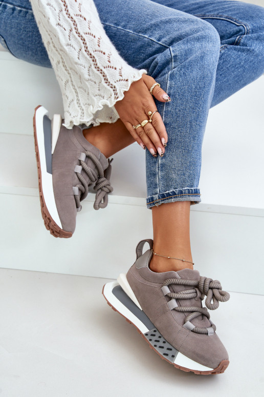 iš zomšos  modelio batai  su platforma Z Grubym m Artiker 54C1463 pilkos spalvos