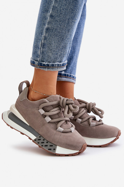 iš zomšos  modelio batai  su platforma Z Grubym m Artiker 54C1463 pilkos spalvos