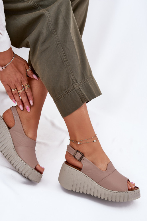 Moteriškos basutės Z Naturalnej Skóry  Artiker 54C0788 smėlio spalvos