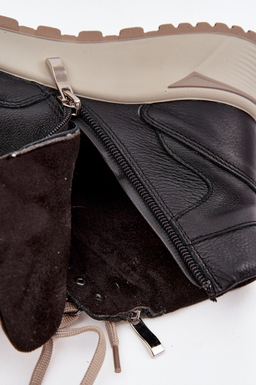 Aulinukai Sportinio stiliaus  su platforma Z Naturalnej Skóry Zazoo Z1239 Juodos spalvos