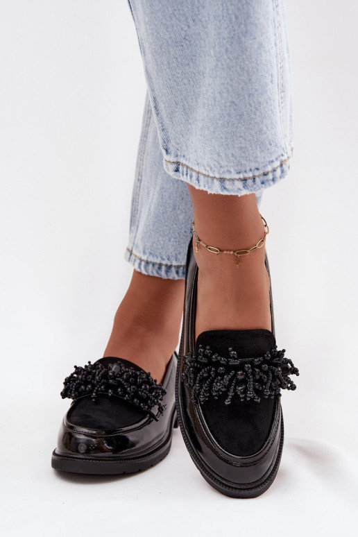  Mokasinai su lako efektu S.Barski HY52-369B Juodos spalvos