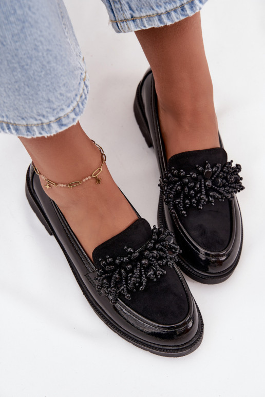  Mokasinai su lako efektu S.Barski HY52-369B Juodos spalvos