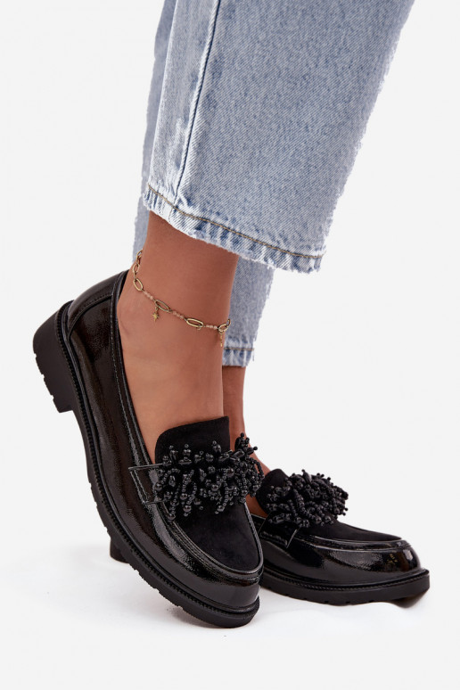  Mokasinai su lako efektu S.Barski HY52-369B Juodos spalvos