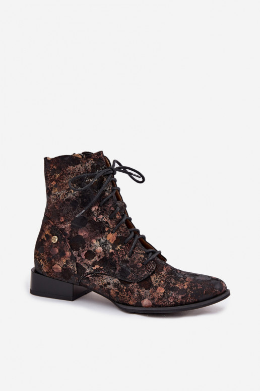 iš zomšos  Aulinukai su plačiais kulniukais  06391-02 Juodos ir-aukso spalvos