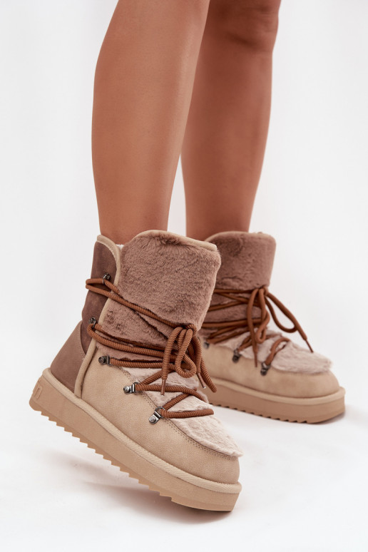 sniego batai  su kailiuku D.Franklin DFSH370012 smėlio spalvos