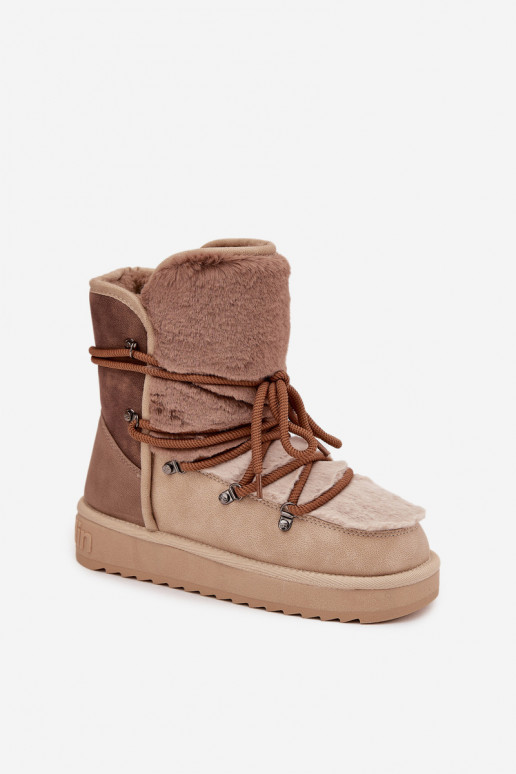 sniego batai  su kailiuku D.Franklin DFSH370012 smėlio spalvos