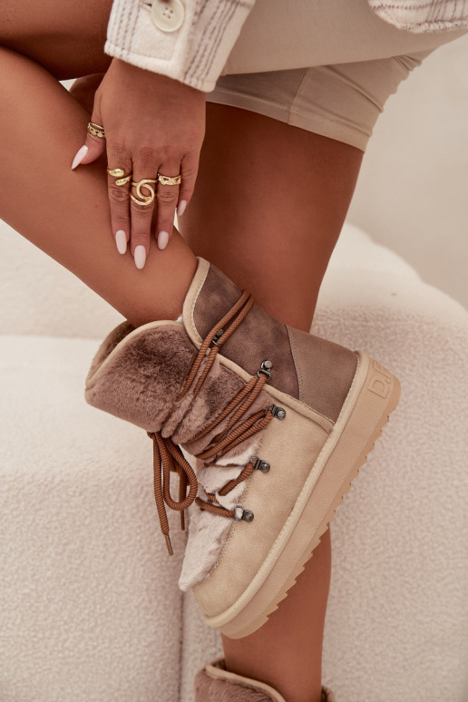 sniego batai  su kailiuku D.Franklin DFSH370012 smėlio spalvos