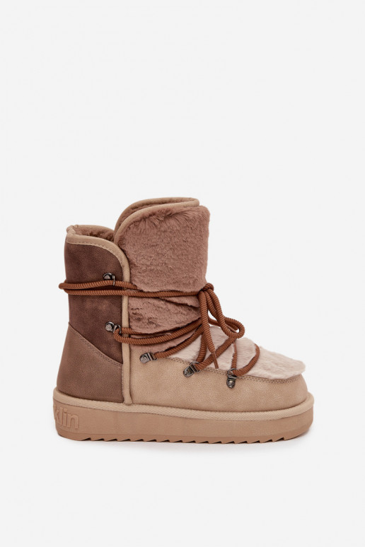 sniego batai  su kailiuku D.Franklin DFSH370012 smėlio spalvos