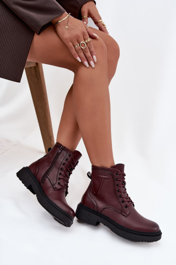 pašiltinti Moteriški aulinukai Z Naturalnej Skóry Sergio Leone BT25248-S bordo spalvos