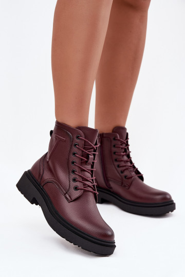 pašiltinti Moteriški aulinukai Z Naturalnej Skóry Sergio Leone BT25248-S bordo spalvos 2