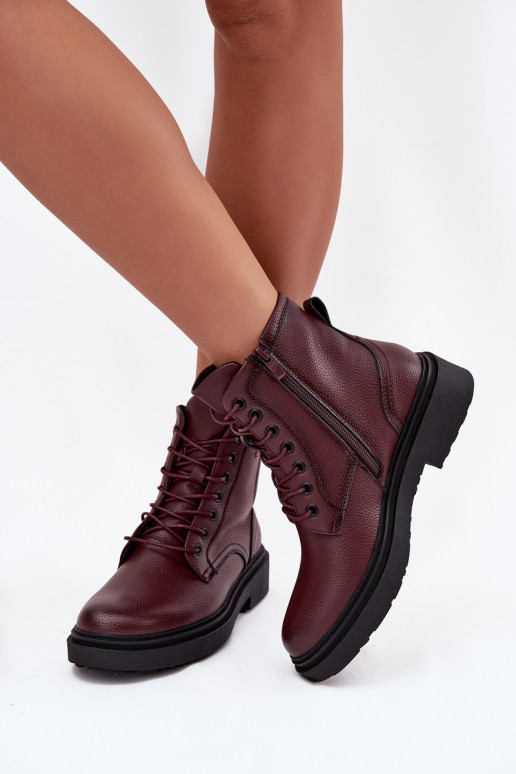 pašiltinti Moteriški aulinukai Z Naturalnej Skóry Sergio Leone BT25248-S bordo spalvos