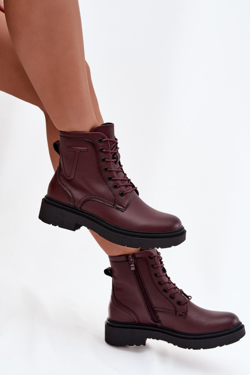 pašiltinti Moteriški aulinukai Z Naturalnej Skóry Sergio Leone BT25248-S bordo spalvos