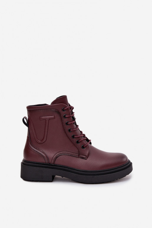 pašiltinti Moteriški aulinukai Z Naturalnej Skóry Sergio Leone BT25248-S bordo spalvos