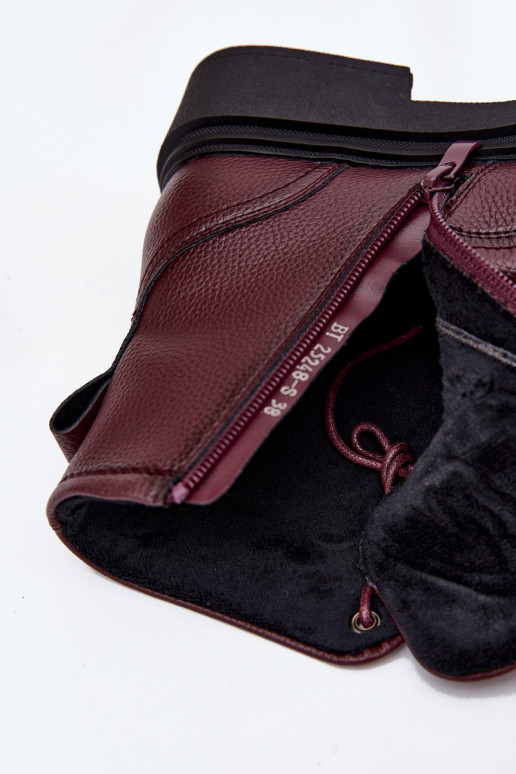 pašiltinti Moteriški aulinukai Z Naturalnej Skóry Sergio Leone BT25248-S bordo spalvos