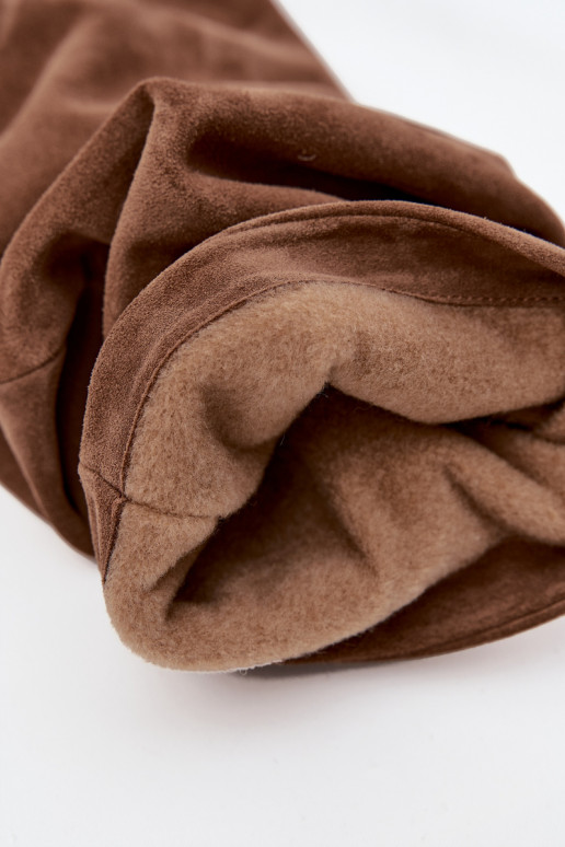  ilgaauliai batai Z Naturalnego Zamszu su kulniukais pašiltinti Zazoo 4228 rudos spalvos