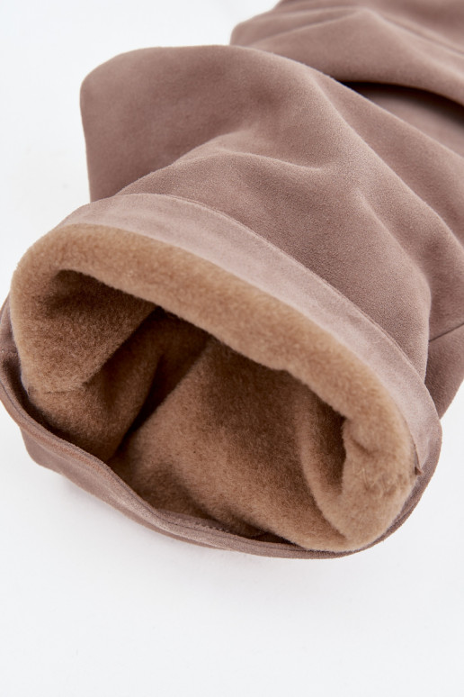  ilgaauliai batai Z Naturalnego Zamszu su kulniukais pašiltinti Zazoo 4228 rudos spalvos