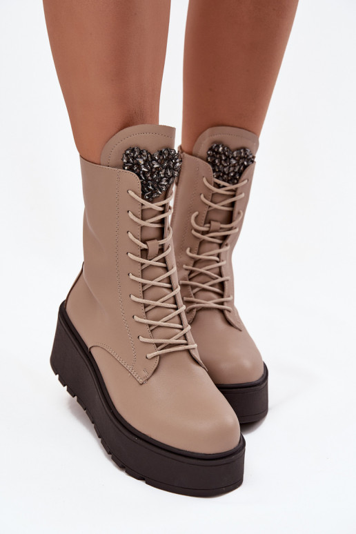 Aulinukai  su ornamentais pašiltinti smėlio spalvos Ulrika