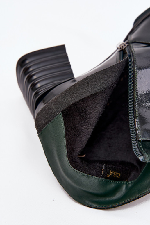 su lako efektu Moteriški aulinukai Z Naturalnej Skóry su kulniukais D&ACR52-696 chaki spalvos