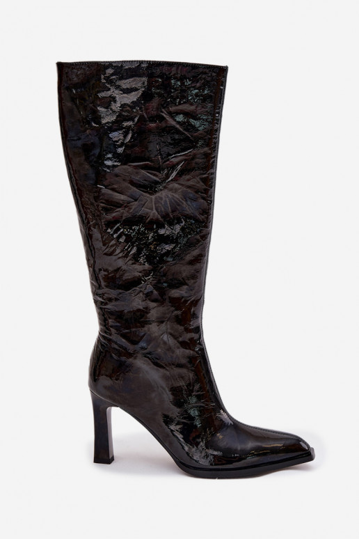   su lako efektu moteriški ilgaauliai batai su kulniukais pašiltinti D&A CR52-716 Juodos spalvos