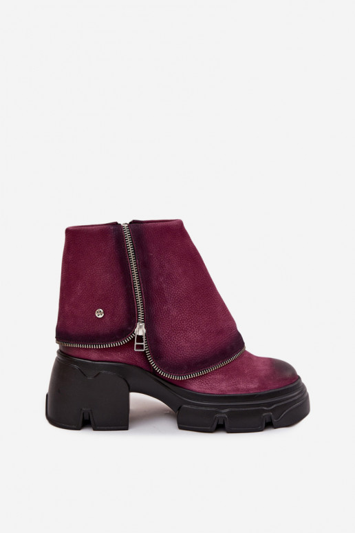 Aulinukai  Z Wywiniętą Cholewką  07145-23 bordo spalvos