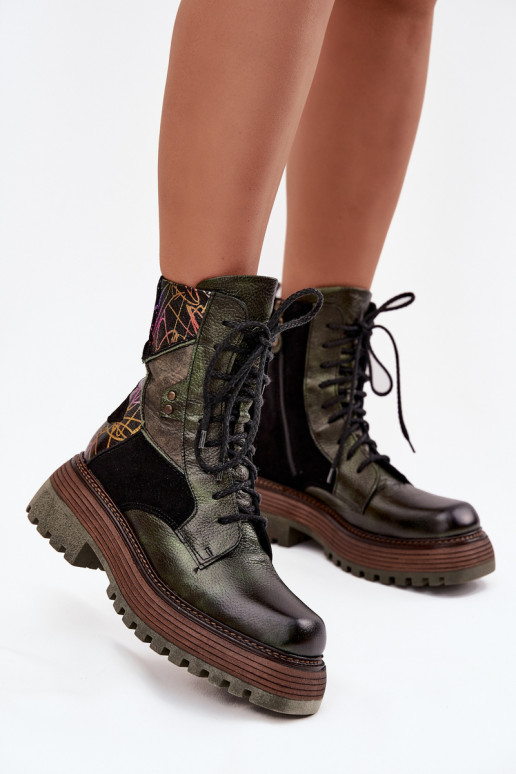 Aulinukai auliniai batai  su platforma  07104-09 chaki spalvos