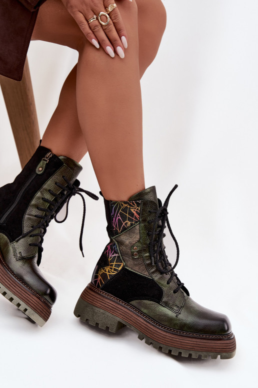 Aulinukai auliniai batai  su platforma  07104-09 chaki spalvos