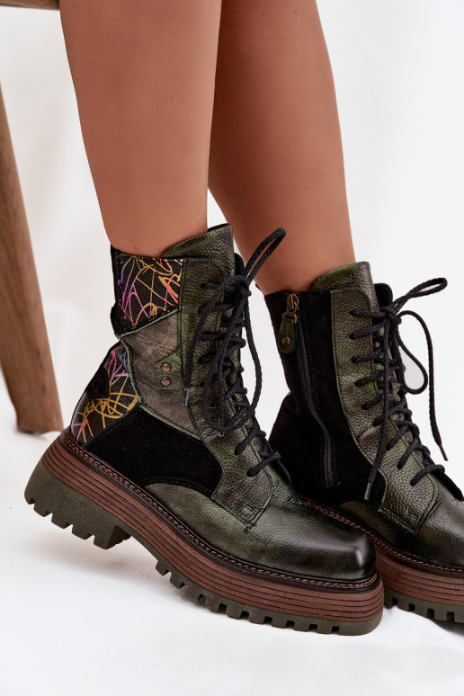 Aulinukai auliniai batai  su platforma  07104-09 chaki spalvos