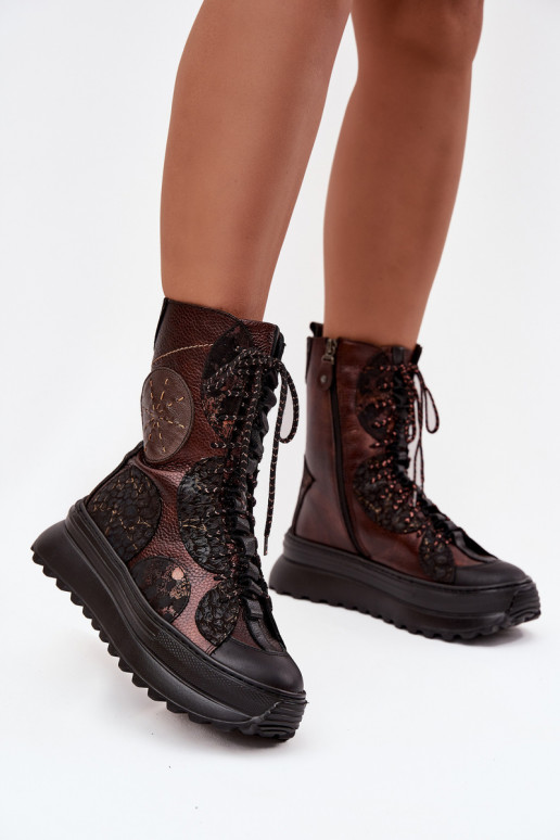 Aulinukai su platforma pašiltinti  06565-02 rudos-aukso spalvos