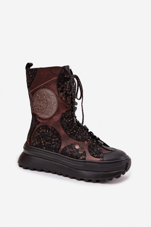 Aulinukai su platforma pašiltinti  06565-02 rudos-aukso spalvos