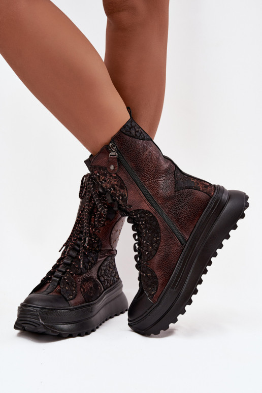 Aulinukai su platforma pašiltinti  06565-02 rudos-aukso spalvos