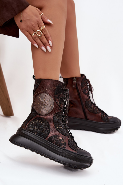 Aulinukai su platforma pašiltinti  06565-02 rudos-aukso spalvos