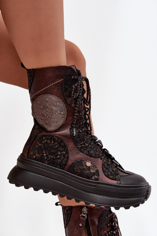 Aulinukai su platforma pašiltinti  06565-02 rudos-aukso spalvos